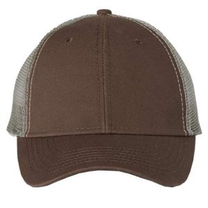 Bio-Washed Trucker Cap - Brown/ Khaki