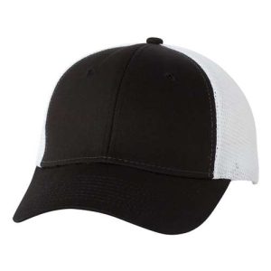 Mesh-Back Twill Trucker Cap - Black/ White