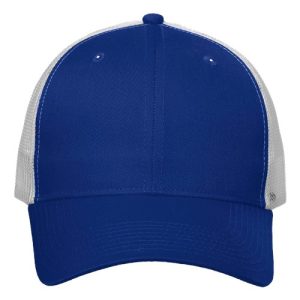 Mesh-Back Twill Trucker Cap - Royal/ White