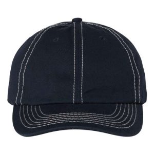 Bio-Washed Classic Dad Hat - Navy/ Stone Stitch