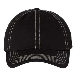 Bio-Washed Classic Dad Hat - Black/ Stone Stitch