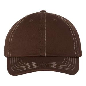 Bio-Washed Classic Dad Hat - Brown/ Stone Stitch