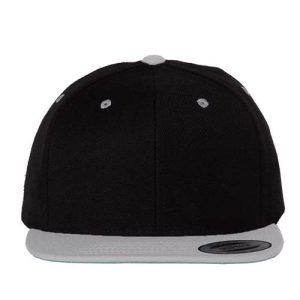 Premium Flat Bill Snapback Cap - Black/ Silver