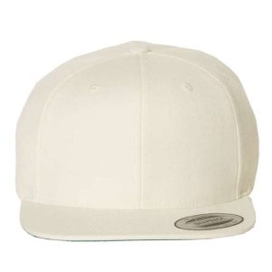 Premium Flat Bill Snapback Cap - Natural