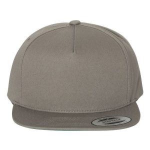 Five-Panel Cotton Twill Snapback Cap - Grey
