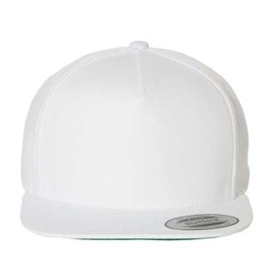 Five-Panel Cotton Twill Snapback Cap - White