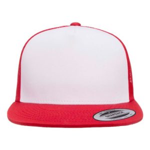 Five-Panel Classic Trucker Cap - Red/ White/ Red