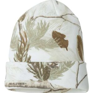 12" Licensed Camo Cuffed Beanie - White Realtree AP