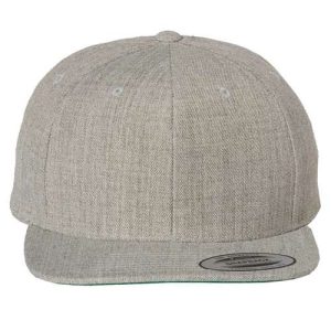 Premium Flat Bill Snapback Cap - Heather Grey