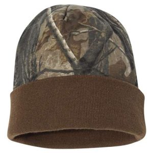 12" Licensed Camo Cuffed Beanie - Realtree AP/ Brown