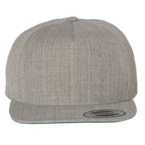 Premium Five-Panel Snapback Cap - Heather Grey