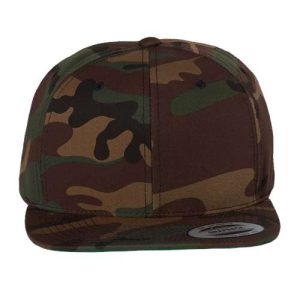 Premium Flat Bill Snapback Cap - Green Camo