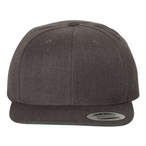 Premium Flat Bill Snapback Cap - Dark Heather