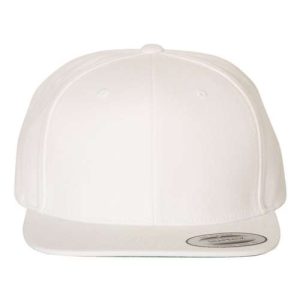 Premium Flat Bill Snapback Cap - White