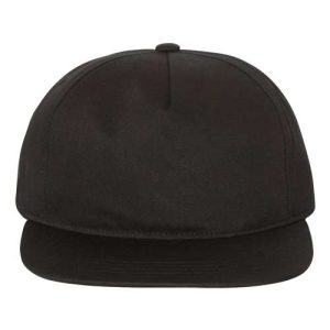Lightly-Structured Five-Panel Snapback Cap - Black