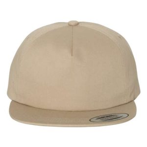 Lightly-Structured Five-Panel Snapback Cap - Khaki