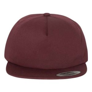 Lightly-Structured Five-Panel Snapback Cap - Maroon