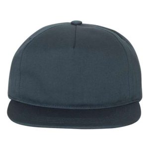 Lightly-Structured Five-Panel Snapback Cap - Navy