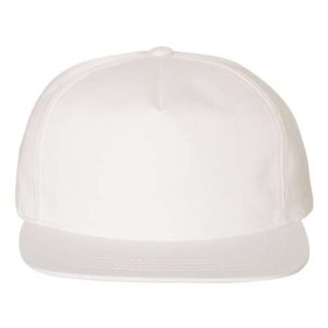 Lightly-Structured Five-Panel Snapback Cap - White