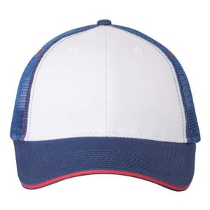Sandwich Trucker Cap - White/ Royal/ Red