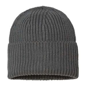 Sustainable Chunky Rib Cuffed Beanie - Dark Grey