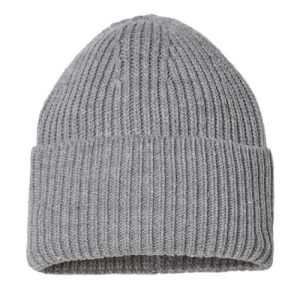 Sustainable Chunky Rib Cuffed Beanie - Light Grey Melange