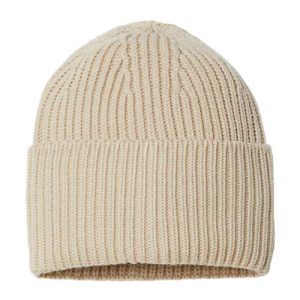 Sustainable Chunky Rib Cuffed Beanie - Light Beige