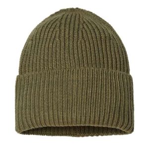 Sustainable Chunky Rib Cuffed Beanie - Olive