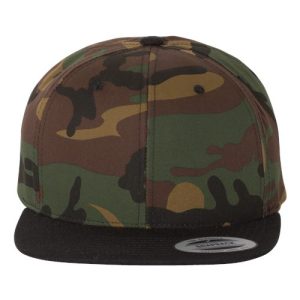 Premium Flat Bill Snapback Cap - Camo/ Black