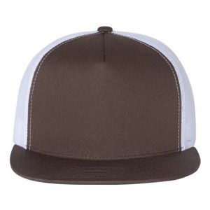 Five-Panel Classic Trucker Cap - Brown/ White