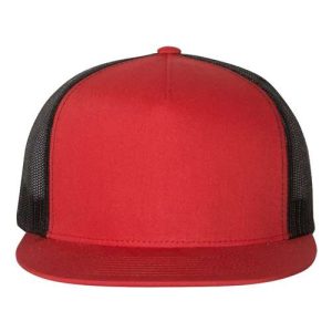Five-Panel Classic Trucker Cap - Red/ Black