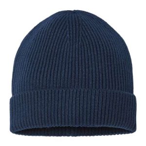 Sustainable Fine Rib Cuffed Beanie - Navy