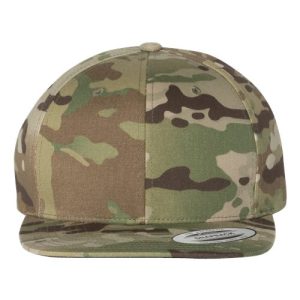 Premium Flat Bill Snapback Cap - Multicam Green