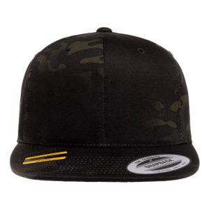 Premium Flat Bill Snapback Cap - Multicam Black