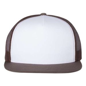 Five-Panel Classic Trucker Cap - Brown/ White/ Brown