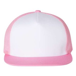 Five-Panel Classic Trucker Cap - Pink/ White/ Pink