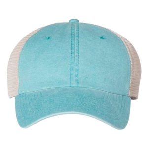 Pigment-Dyed Trucker Cap - Aqua/ Stone