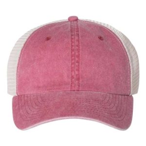 Pigment-Dyed Trucker Cap - Cardinal/ Stone