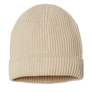 Sustainable Finish Edge Cuffed Beanie - Light Beige