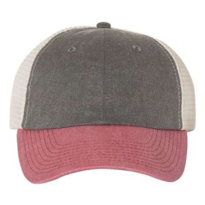 Pigment-Dyed Trucker Cap - Black/ Cardinal/ Stone