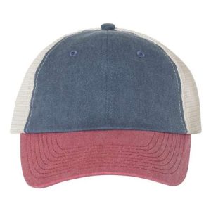 Pigment-Dyed Trucker Cap - Navy/ Cardinal/ Stone