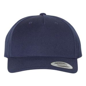 Premium Five-Panel Curved Bill Snapback Cap - Navy