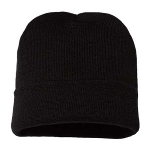 USA-Made 12" Cuffed Beanie - Black