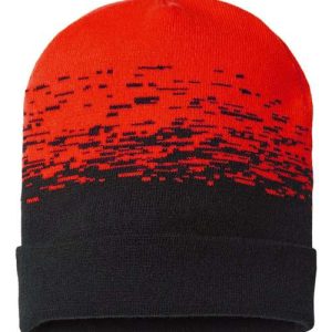 USA-Made Static Cuffed Beanie - Black/ True Red
