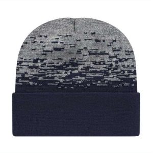 USA-Made Static Cuffed Beanie - True Navy/ Heather Grey