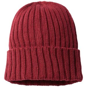 Sustainable Cable Knit Cuffed Beanie - Burgundy