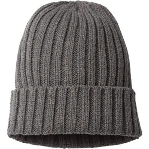 Sustainable Cable Knit Cuffed Beanie - Dark Grey