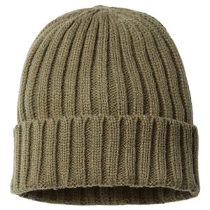 Sustainable Cable Knit Cuffed Beanie - Olive