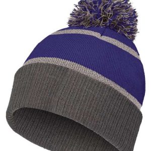 8 1/2" Reflective Knit Beanie - Purple/ Carbon