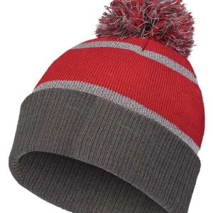 8 1/2" Reflective Knit Beanie - Scarlet/ Carbon